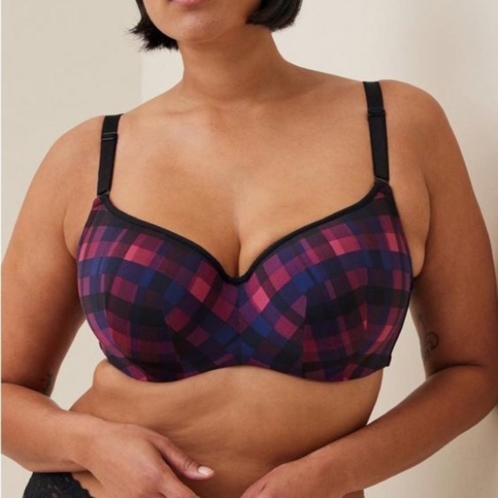 Torrid Lightly Lined Full Coverage Balconette Bra in Plaid 54 C